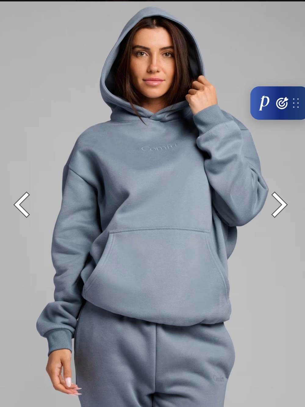 Comfrt Signature Hoodie Unisex XS Sky Blue Oversized Weighted Fleece Pullover